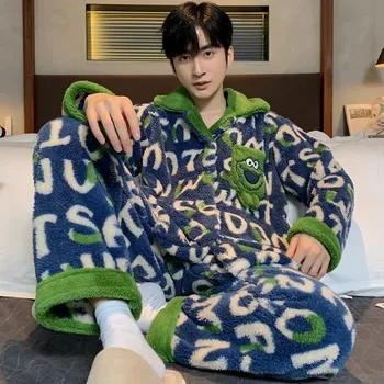 Pánské zimní pyžamo z fleecu – zateplený domácí komplet na zip Velikost: XL, Barva (Varianta): WZN-42021