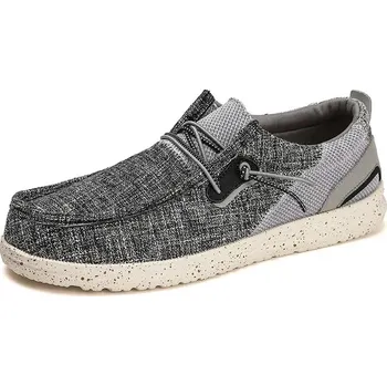 Pánské mokasíny Plátěné pánské tenisky – lehké a prodyšné boty Barva: Šedá, Velikost: 46