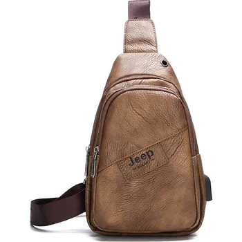 Sportovní batoh Pánský crossbody batoh – kožená přes rameno na každý den Barva: Khaki