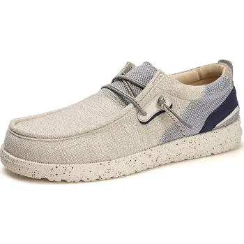 Pánské mokasíny Plátěné pánské tenisky – lehké a prodyšné boty Barva: Béžová, Velikost: 46