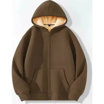 Pánská mikina Zimní pánská mikina s kapucí a vlněnou podšívkou Barva: Hnědá, Velikost: 5XL