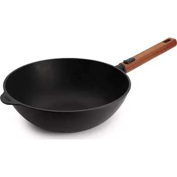 Pánev Woll Nepřilnavá wok pánev Eco Logic QXR s dřevěnou odnímatelnou rukojetí, 28 cm 11028WLCI-Q