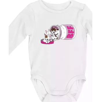 Kojenecké oblečení Bullterrier Friends Forever růžové (Pecka design) - Body kojenecké s dlouhým rukávem - Dlouhý r. do 3 měs ( Bílá )