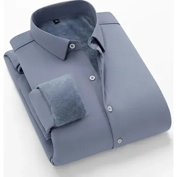 Pánská košile Pánská zateplená košile s dlouhým rukávem do kanceláře Barva: Šedá, Velikost: 2XL