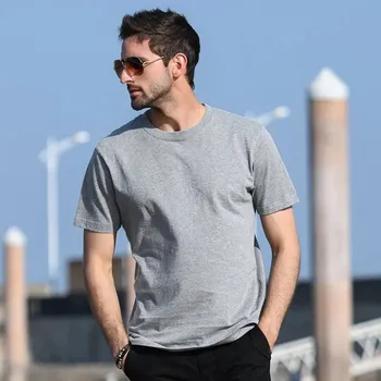 Pánské tričko Pánské bavlněné tričko s kulatým výstřihem a krátkým rukávem Barva: Šedá, Velikost: XL