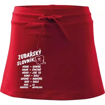 Dámská sukně Zubařský slovník - Sportovní sukně - two in one - M ( Červená )