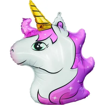 Party dekorace Fóliový balonek jednorožec s růžovou hřívou – 70 x 49 cm