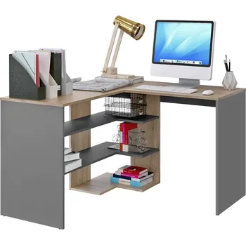 Psací stůl Psací PC stůl rohový Tamari dub artisan/grafit