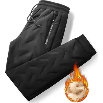 Zimní pánské prošívané kalhoty s flísem a rovným střihem Velikost: 3XL, Barva (Varianta): Black [ankle-tied]]