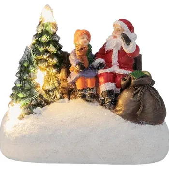 Vánoční dekorace 12 ks Dekorácia MagicHome Vianoce, Santa s dieťaťom, LED, 2xAAA, interiér, 9,5x6x8 cm, sellbox 12 k