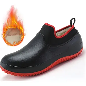 Pánské mokasíny Voděodolné pracovní boty s protiskluzovou podrážkou Velikost: 38, Barva (Varianta): Black Red With Plush