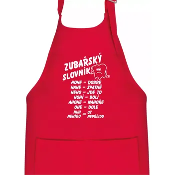 Kuchyňská zástěra Zubařský slovník - Dětská zástěra na vaření - Univerzální velikost ( Červená )