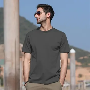 Pánské tričko Pánské bavlněné tričko s kulatým výstřihem a krátkým rukávem Barva: Tmavě Šedá, Velikost: XL