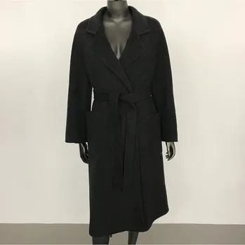 Dámský kabát kašmírový kabát – podzimní styl, dvouvrstvý, elegantní Barva: Černá, Velikost: S