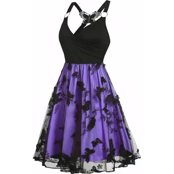 Dámské šaty šaty s tylovou sukní – vintage styl, slavnostní vzhled Barva: Fialová, Velikost: S