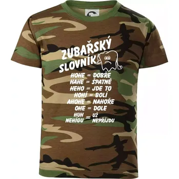 Zubařský slovník - Dětské maskáčové triko - 146 cm/10 let ( Hnědý maskáč )