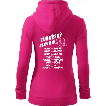 Dámská mikina Zubařský slovník - Dámská mikina trendy zipper s kapucí - 2XL ( Purpurová )