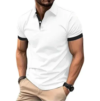 Pánské tričko Pánské polo tričko s krátkým rukávem a barevným blokem Velikost: S, Barva (Varianta): Bílá