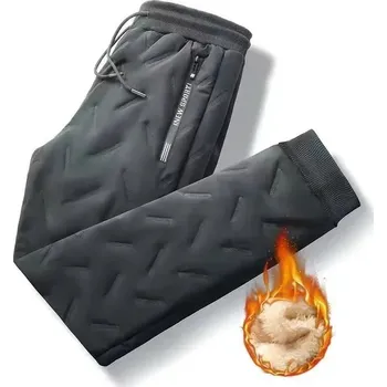 Pánské kalhoty Zimní pánské prošívané kalhoty s flísem a rovným střihem Velikost: L, Barva (Varianta): Gray [ankle-tied]]