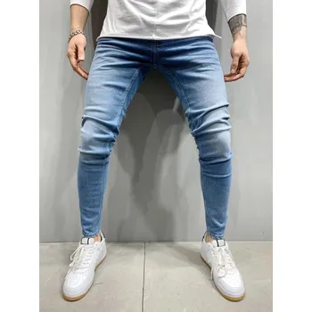 Pánské džíny Pánské skinny džíny s dírami – úzký střih, street styl Velikost: L, Barva (Varianta): H011A Light blue