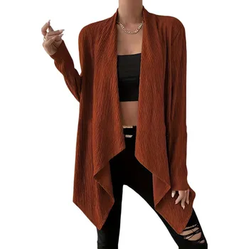 Dámský svetr Dámský dlouhý kardigan Barva: Karamelová, Velikost: S