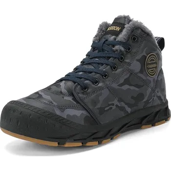 Pánská běžecká obuv Zimní pánské kotníkové boty s maskáčovým vzorem Barva: Šedá, Velikost: 39