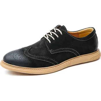 Pánské polobotky Kožené pánské oxfordky s tkaničkami pro volný čas a kancelář Barva: Černá, Velikost: 42