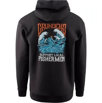 Rybářské oblečení Mikina Grundéns Displacement DWR Hoodie - SL Fisherman Black Velikost M