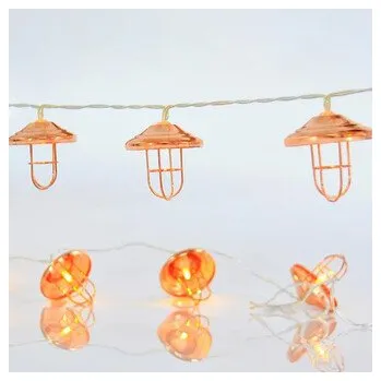 Vánoční dekorace Eurolamp LED světelný řetěz se zlatými kovovými lucernami, barva teplá bílá, 10 ks (cs, EUROLAMP)