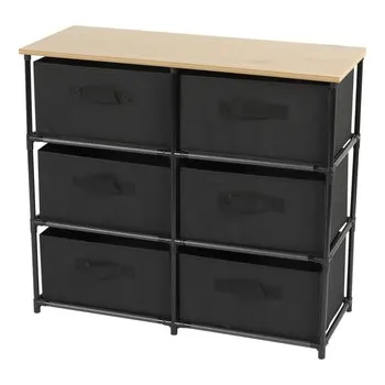 Obývací pokoj DOCHTMANN Regál s úložnými boxy černý 6 polic 75,5x29,7x68cm