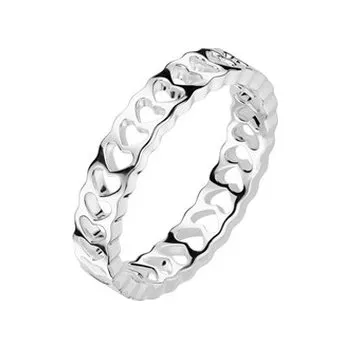 Prsten OPR1914-49 Ocelový prsten se srdíčky