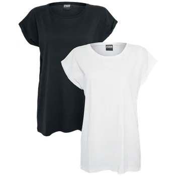 Dámské tričko Tričko z Urban Classics - Dámské tričko s rozšířenými rameny - balení 2 ks - Ženy - cerná/bílá