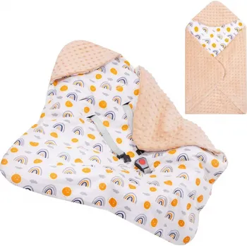 Dětská deka Springos Zavinovací deka do autosedačky s kapucí 77 x 77 cm béžová