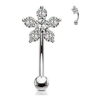 Piercing OB0006-C Piercing do obočí kytička, čiré zirkony - květiny