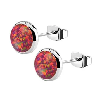 Náušnice NB2-OP23 Ocelové náušnice s opálem 8 mm