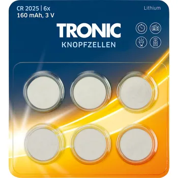 Článková baterie TRONIC® Knoflíková baterie (lithiové baterie CR2025)