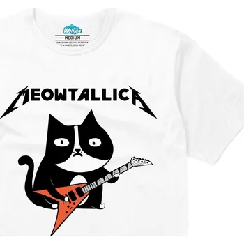 Pánské tričko Pánské tričko Metalová Kočka Meowtallica (Velikost: S, Barva: Bílá)