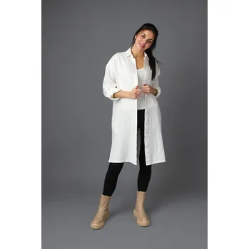 Dámské šaty Lněné 100% Lněné šaty bílá Velikost: EU 46