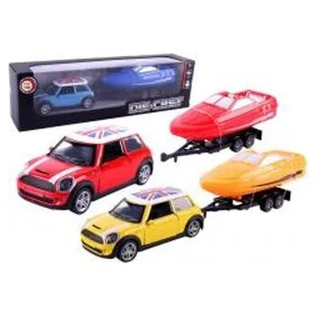 Hra na zahradu Samochód z łodzią na przyczepie metal mix