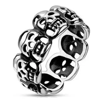 Prsten OPR1838-65 Ocelový prsten s lebkami