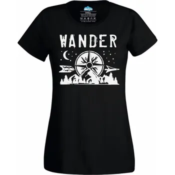 Dámské tričko Dámské tričko Tulákův kompas Wander (Velikost: XS, Barva: Černá)