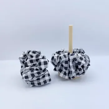 Bavlněná Scrunchie gumička černá kostka XXL I.