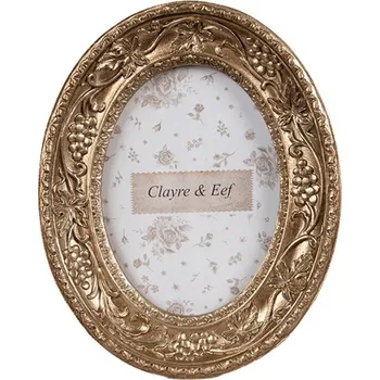 Rám na obraz Zlatý oválný fotorámeček ve starožitném stylu Mechteld – pro fotografii o velikosti 6x9 cm
