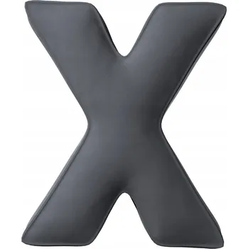 Polštář Polštář velurový písmeno X, 40 cm VELKÝ šedý