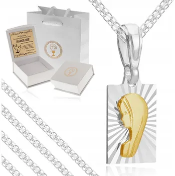 Řetízek ŘETÍZEK BISMARK + ZLACENÝ MEDAILE Matka Boží RYZOST 925 + GRAVÍROVÁNÍ