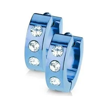 Náušnice OPN1214-B Ocelové náušnice - modré kroužky se zirkony