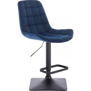 Barová židle LuxuryForm DESIGN Barová židle PARIS VELUR na černé hranaté podstavě - modrá