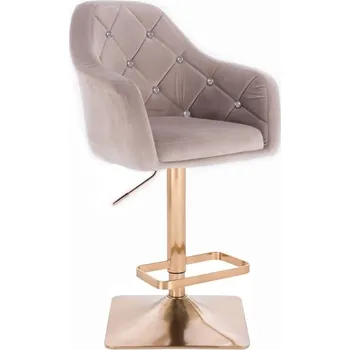 Barová židle LuxuryForm DESIGN Barová židle ROMA VELUR na zlaté hranaté podstavě - světle šedá