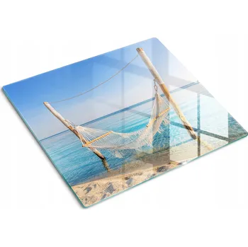 Obraz Ozdobná skleněná deska na krájení a servírování Hamaka u moře 60x52 cm
