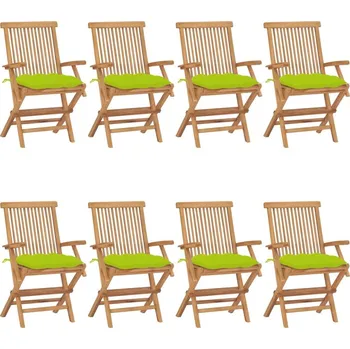 OMAXI Zahradní židle s jasně zelenými poduškami 8 ks masivní teak 441251
